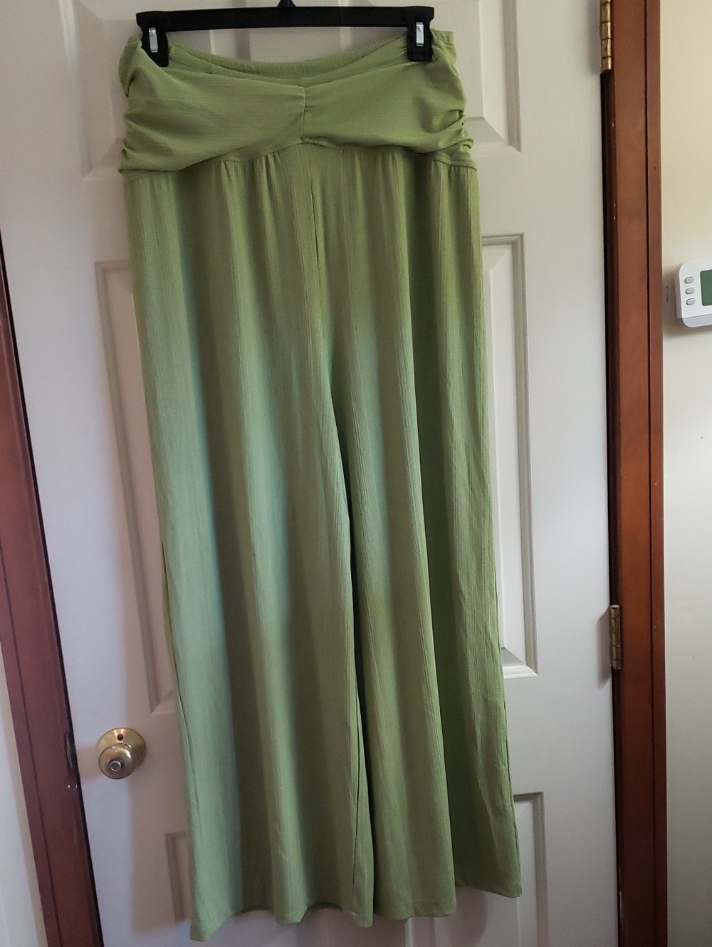 Free People Olive-Green Fold-Over Waist Wide-Leg Pants